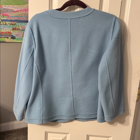 Talbots Sky Blue Ruffle-Front Blazer - Picture 5 of 5